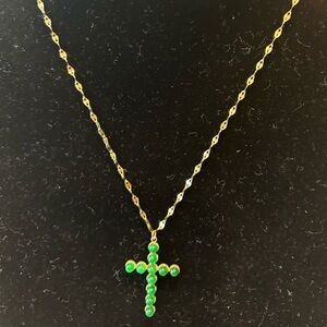 Emerald Cross Pendant Necklace